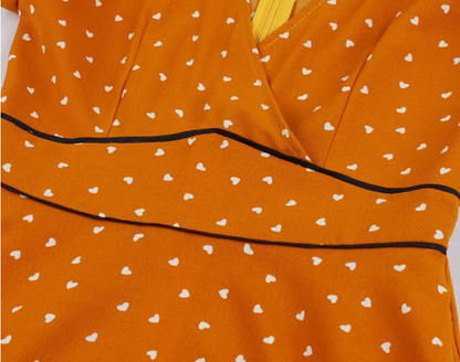 Polka Dot Hit Color Plus Size Women's Short Sleeve Dress