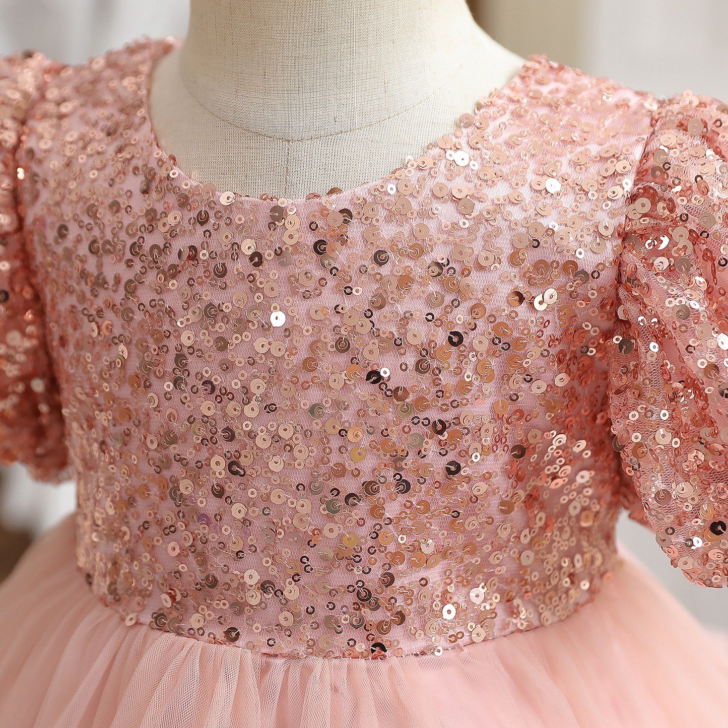 Baby Girl Sequin Ball Performance Costume Birthday Fluffy Gauze Princess Dress