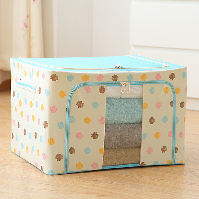 Steel Frame Storage Box Oxford Cloth Sorting Box Quilt Storage Box Folding Wardrobe Cloth Art Extra Large Storage Bag with Cover