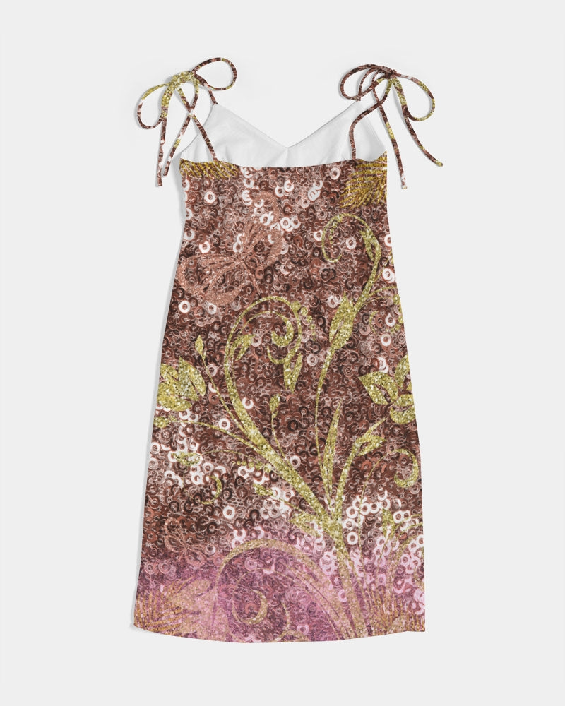 BEAUTIFUL PURPLE GITTER DESIGN CREATED BY FLIPSTYLEZ Women's All-Over Print Tie Strap Split Dress