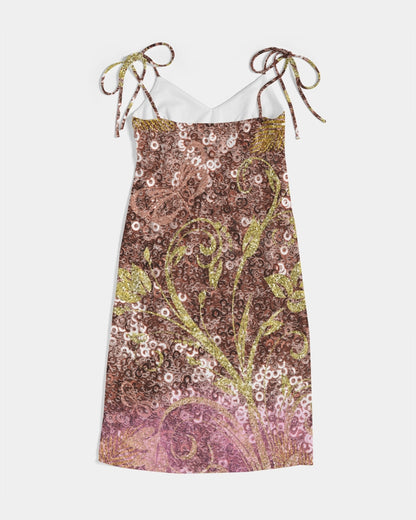 BEAUTIFUL PURPLE GITTER DESIGN CREATED BY FLIPSTYLEZ Women's All-Over Print Tie Strap Split Dress