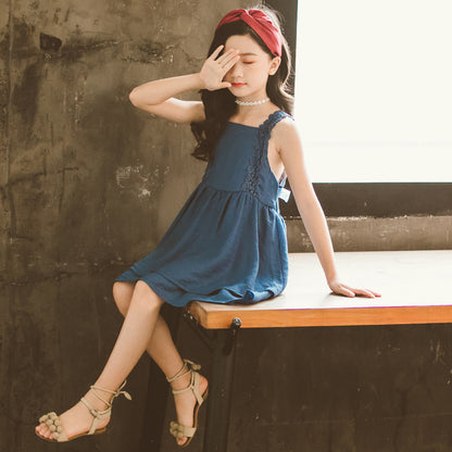 Western style all-match sleeveless long skirt