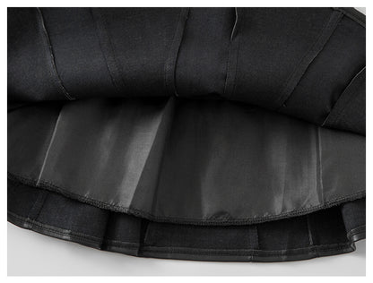 Autumn Winter New Style Children Foreign Style Korean Leather Skirt