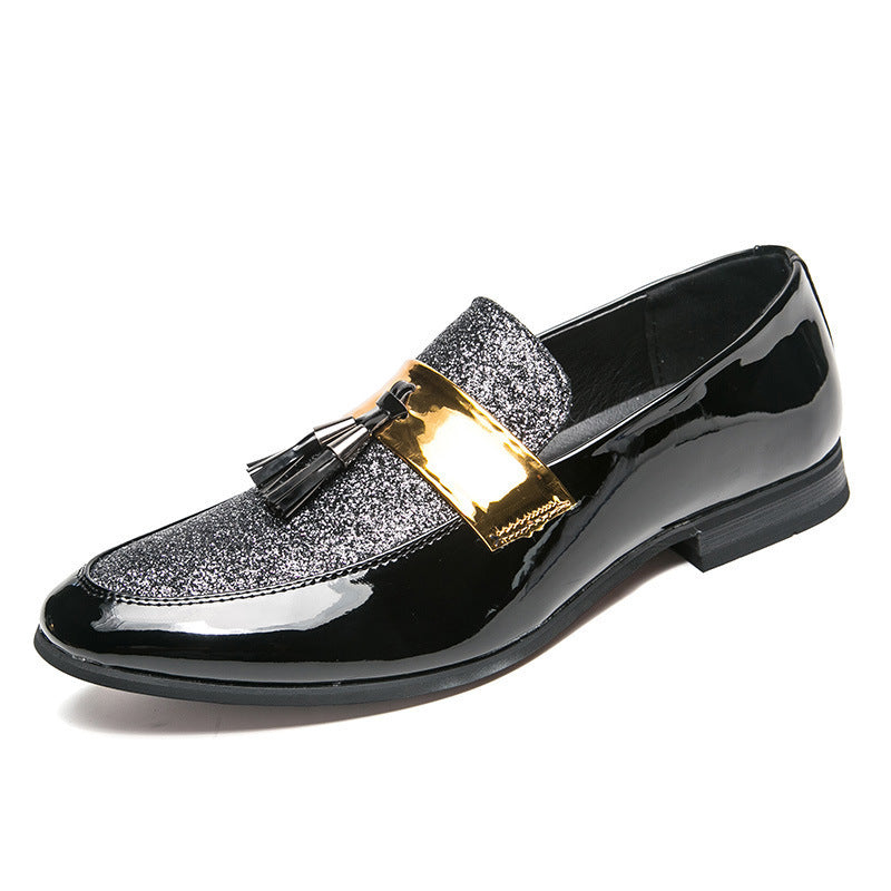Large Size Leather Shoes England Pointed Toe Sequined Casual Men's Shoes