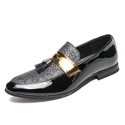 Large Size Leather Shoes England Pointed Toe Sequined Casual Men's Shoes