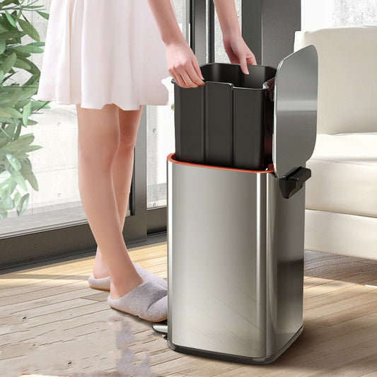 Light Luxury Toilet Toilet Large Capacity Stainless Steel Foot Bin With Lid