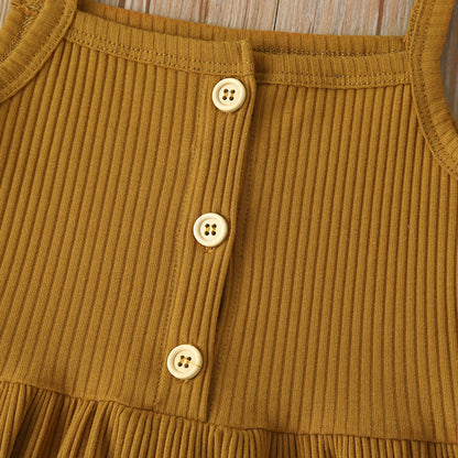 Girls Summer Clothing Set Printed Tank Top Shorts Two-piece Sleeveless Clothes