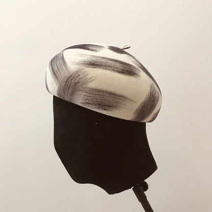 Simple graffiti brush color female wool felt hat