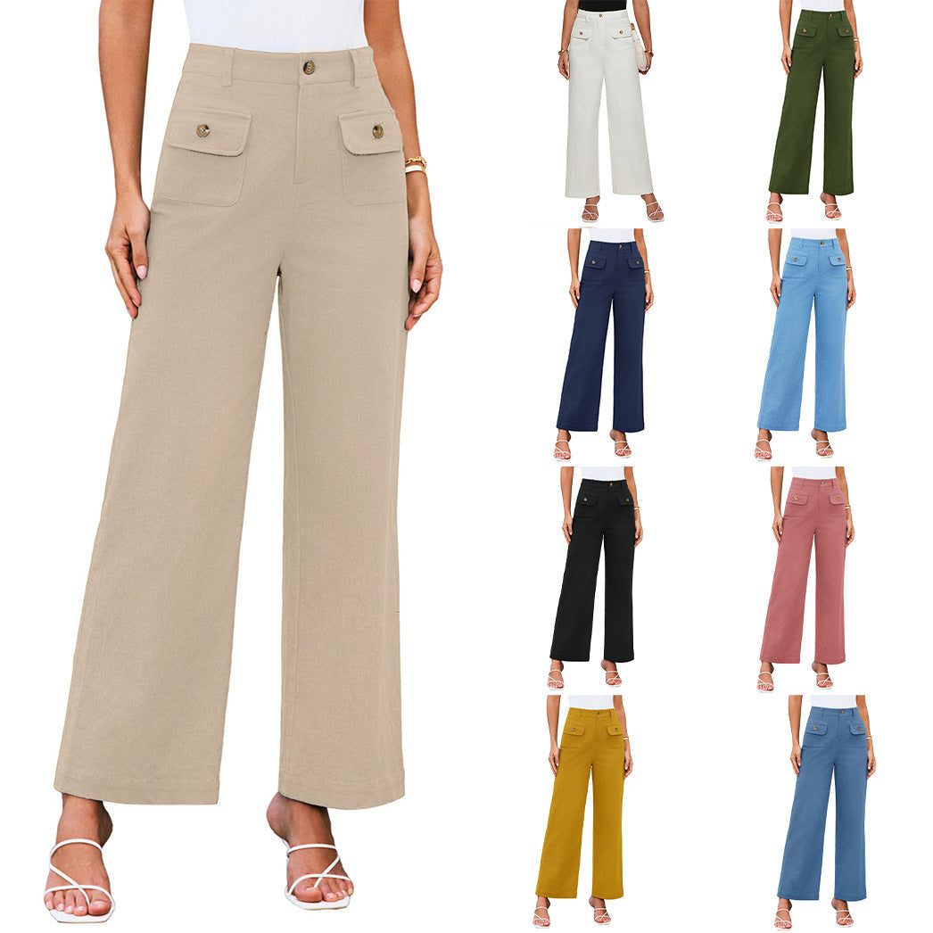 Women's High Waist Wide Leg Pants Stretch Casual Pants