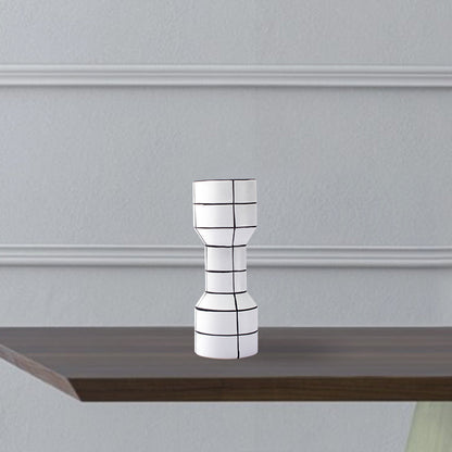 Modern Simple Nordic Creative Home White Ceramic Vase Fashion Stripe Handicraft Ornament Home Decoration