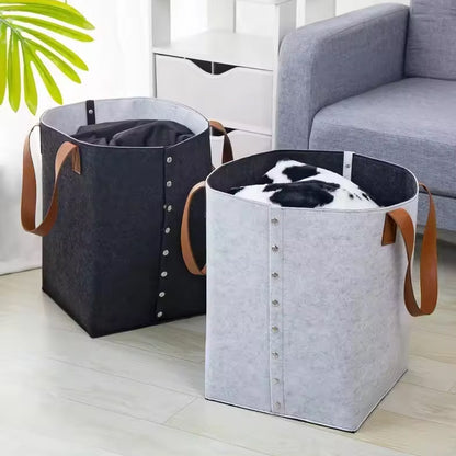 Felt Storage Bucket Removable Snap Button Large Capacity Storage