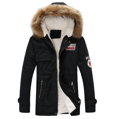 Fur collar plus size thick long padded coat