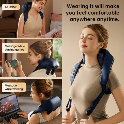 Kneading Shoulder Massager With Heat Therapy 2 Speed Modes Portable Neck Back Pain Relief