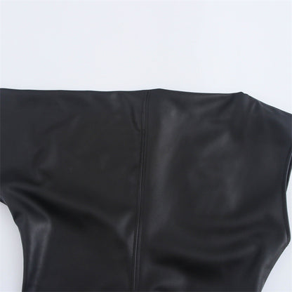 Elegant Polyester Shoulder Leather Dress