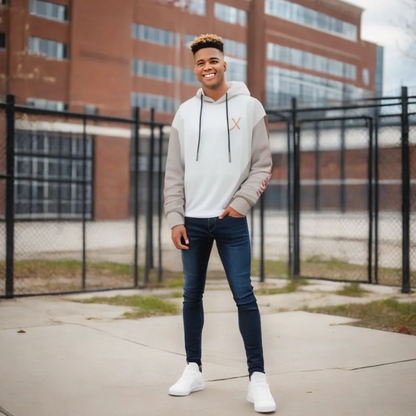 URBAN STYLE ALL SEASON Hooded  Stitching Contrast Color Sweater Jacket Male Plus SIZE