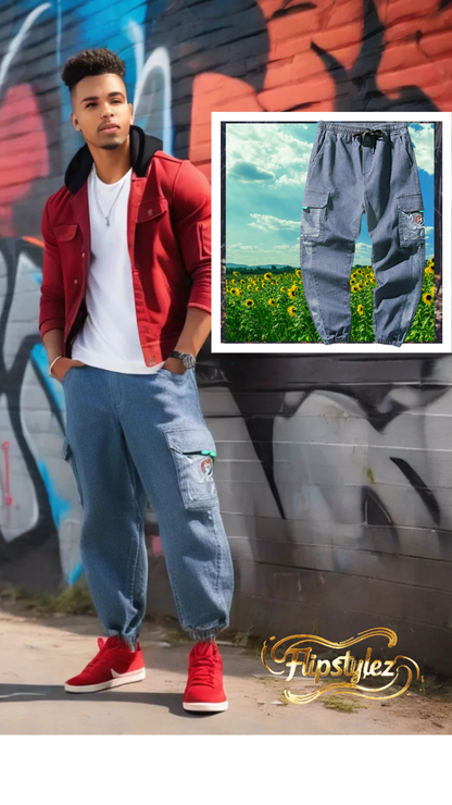 Men's Black Urban Style Street Retro Tooling Loose Plus Size Pants