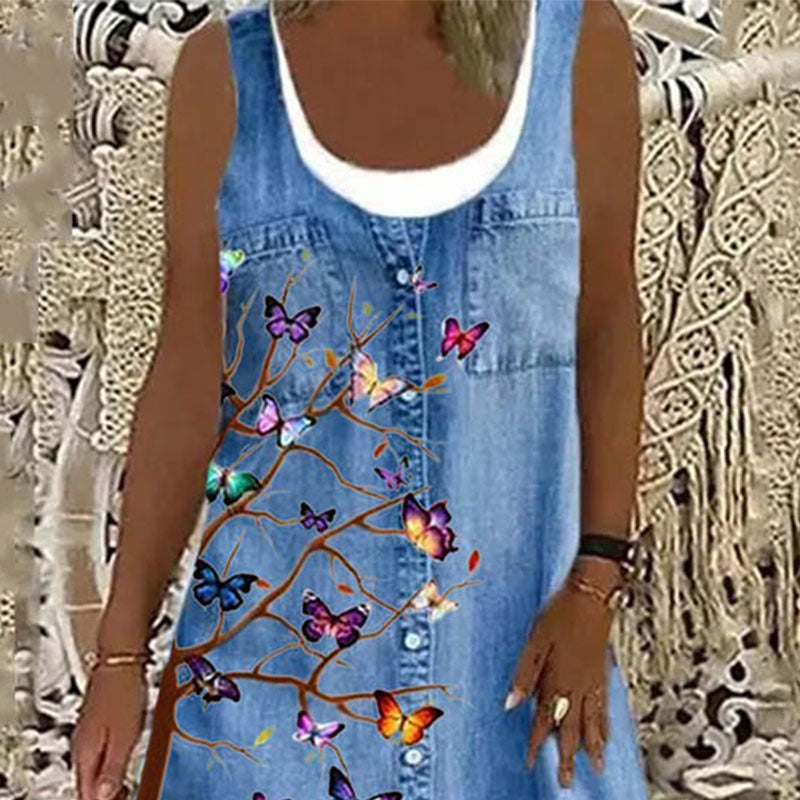 Plus Size Women's Skirt Summer Blue Dress