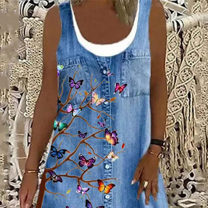 Plus Size Women's Skirt Summer Blue Dress