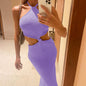 Halterneck Open Back Holiday Cutout Slim Dress