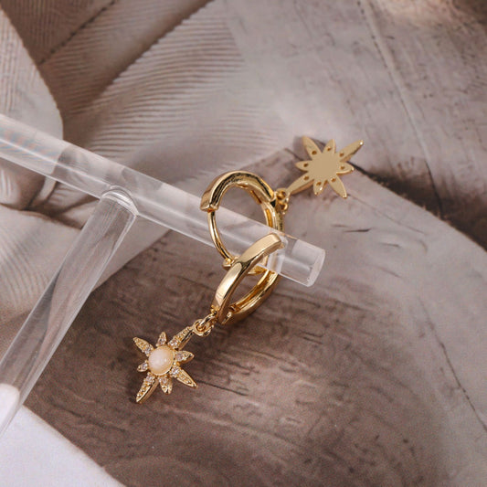 Octopus Earrings Opal Zircon Stars