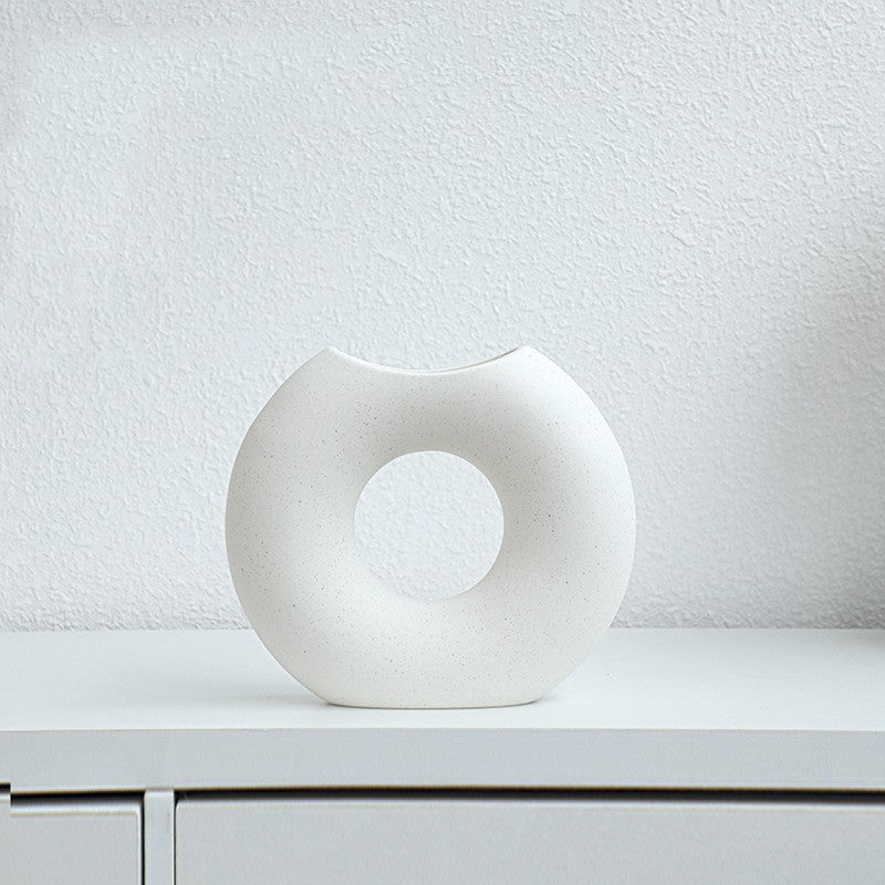 Nordic Style Simple Ceramic Vase Semicircle Creative Flower Device