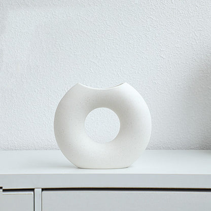 Nordic Style Simple Ceramic Vase Semicircle Creative Flower Device