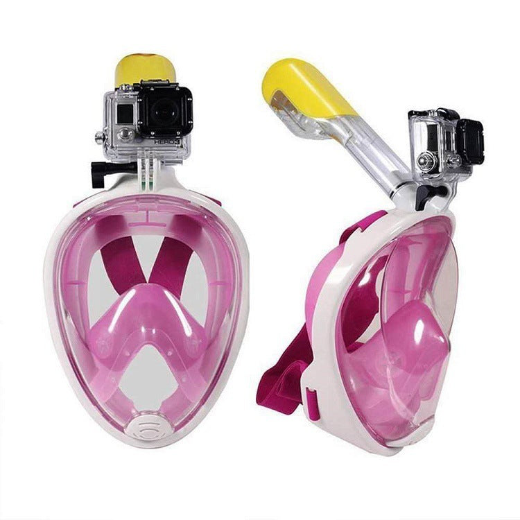 Anti Fog Snorkeling Full Face Mask Silicone Full Dry Diving Goggles With Camera