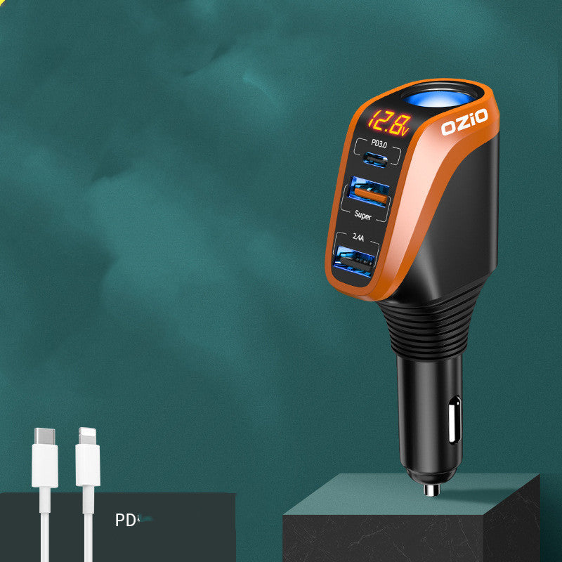 On Board Charger With Three Conversion Plugs For Cigarette Lighter