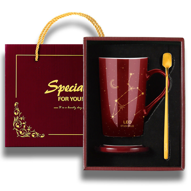 Gift Box With Lid Spoon Milk Coffee Cup