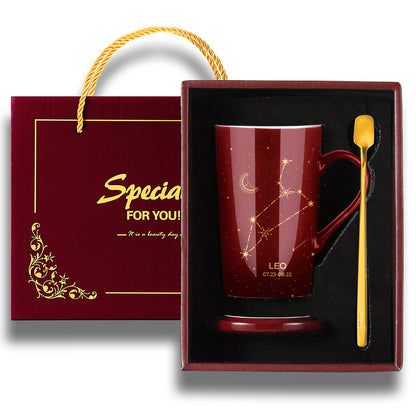 Gift Box With Lid Spoon Milk Coffee Cup