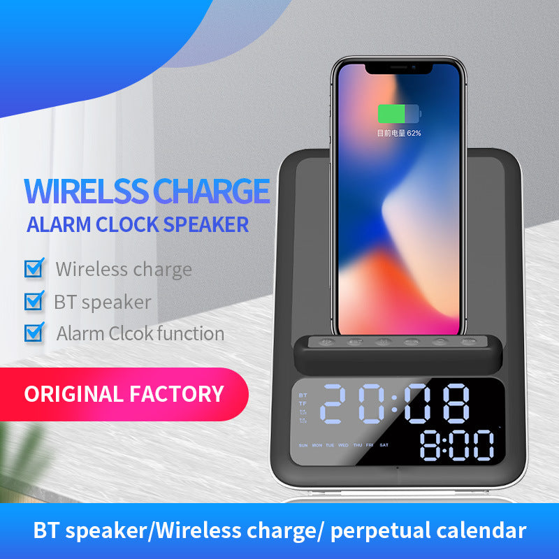Bluetooth Speaker Clock With Wireless Charger Phone Holder