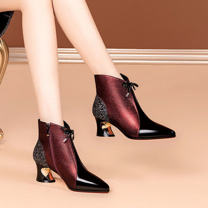 Women's Mid-heel Thick Heel All-match Boots Short Tube