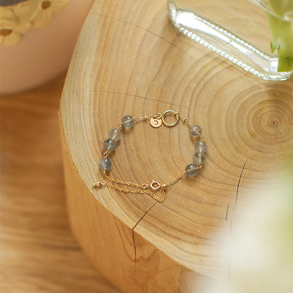 Natural Female Strawberry Gold Crystal Aquamarine Bracelet