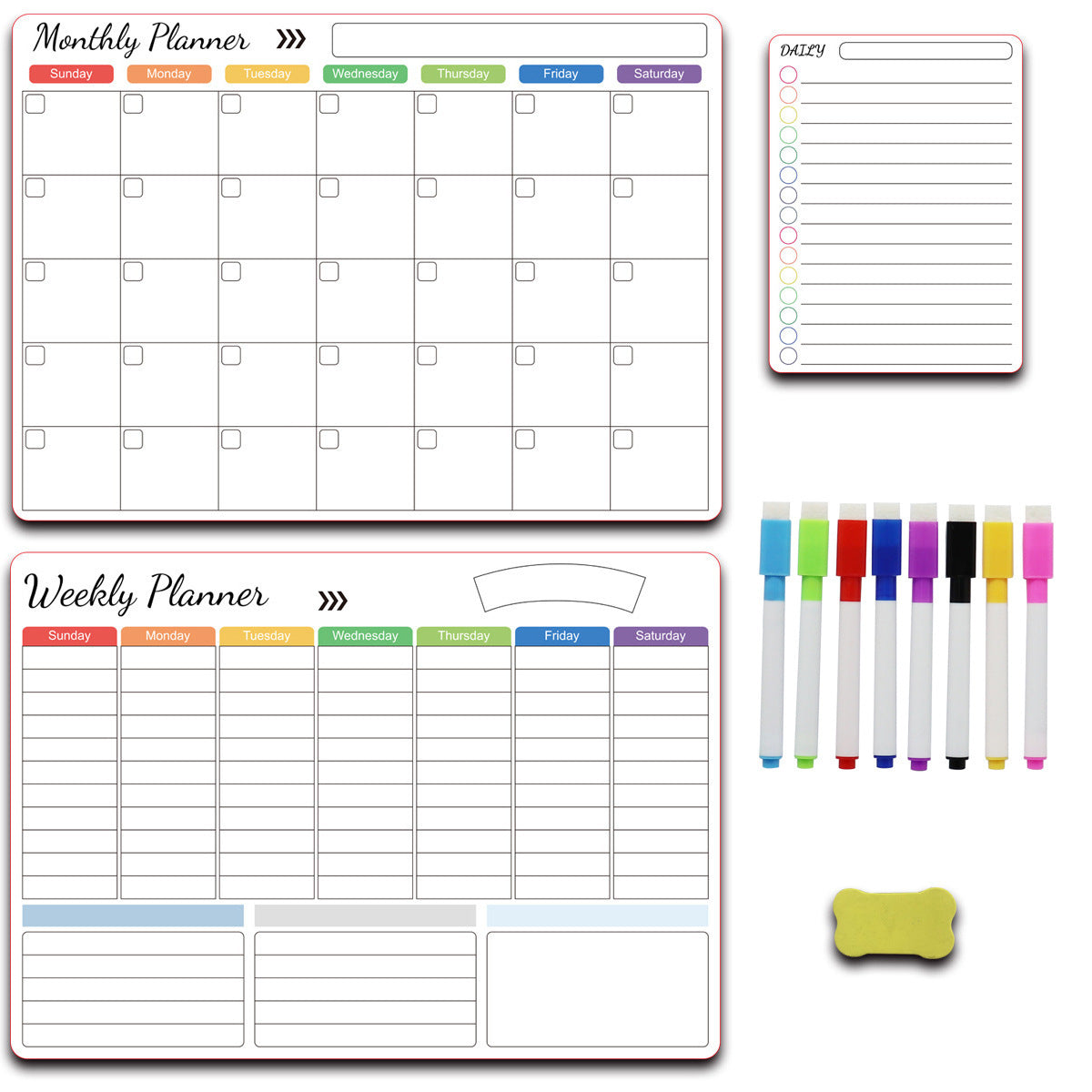 Calendar Magnetic White-board Wall Sticker Learning Schedule Refridgerator Magnets Message Board