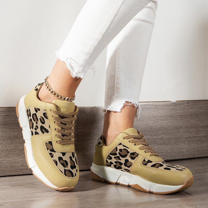 Leopard Sneakers Women White Running Sports Shoes - FLIPSTYLEZLLC