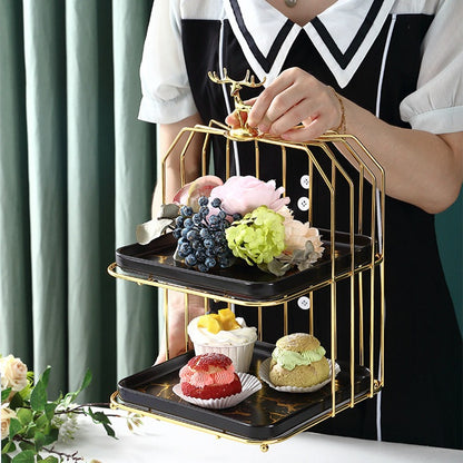 Ceramic Gold Plated Ceramic Dessert Tray Table Display Rack