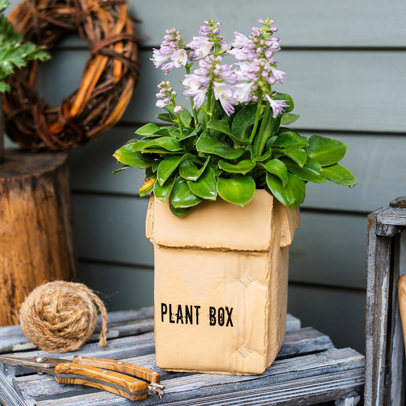 Cement Brown Paper Box Flowerpot Creative Planting Indoor Balcony