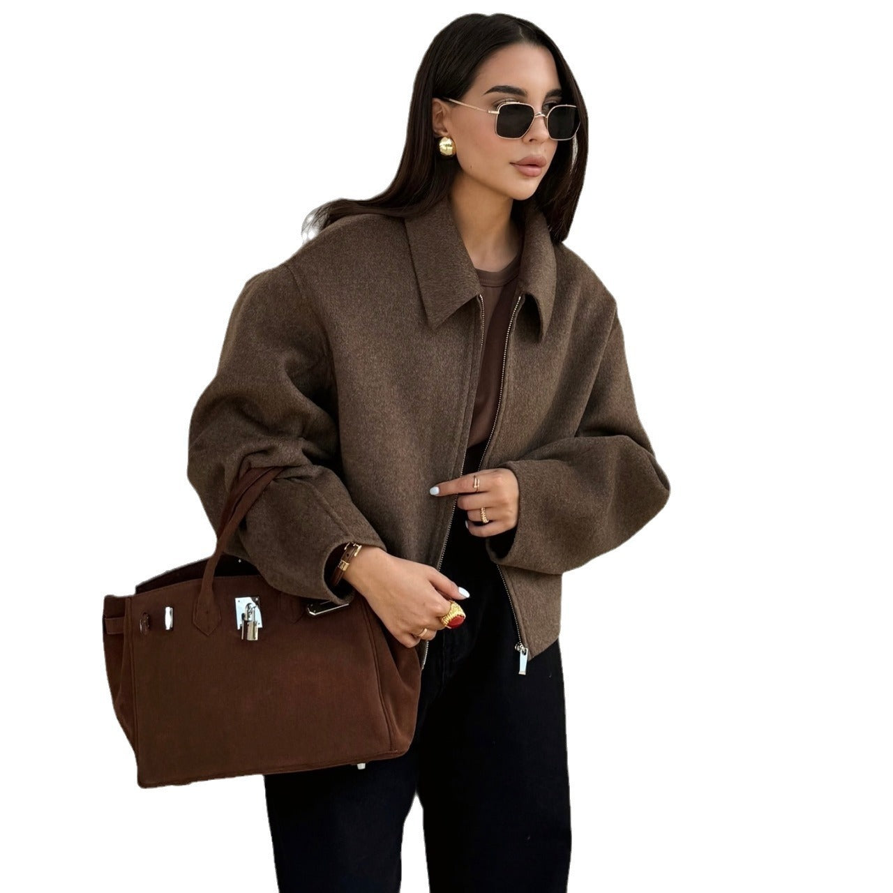 Fall And Winter Lapels Woolen Coat