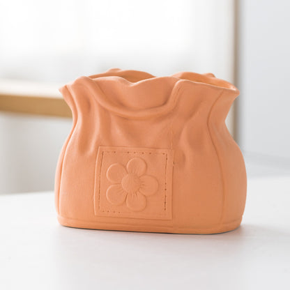 Dehua Frosted Wide Mouth Handbag Ceramic Vase Ornament Simple European Retro