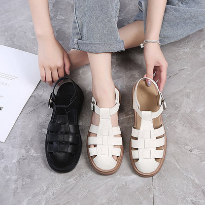 Fashion Plus Size Toe Hollow Hollow Buckle Sandals