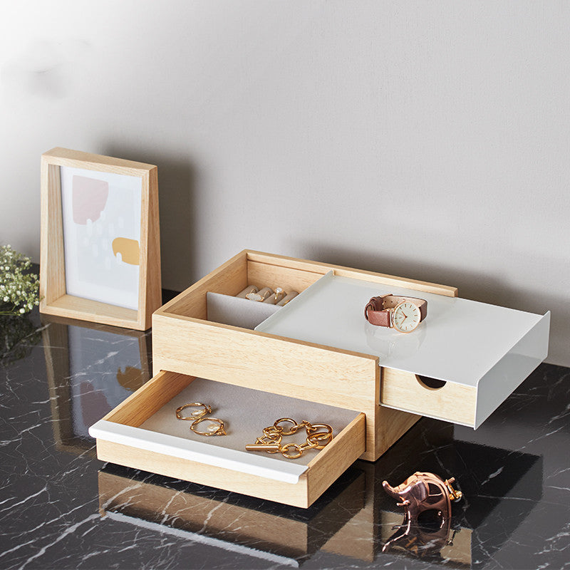 Jewelry Wooden Storage Box Simple Drawer Type Earrings