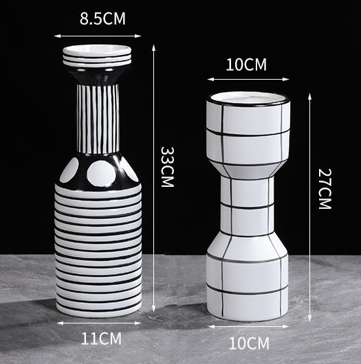 Simple Nordic Minimalism Black And White Striped Ceramic Vase