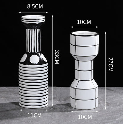 Simple Nordic Minimalism Black And White Striped Ceramic Vase
