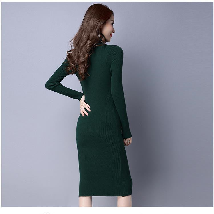 DARK GREEN Sweater Women's Pullover Autumn And Winter DRESS