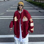 Plus Size Baseball Uniform Polyester Loose Jacket