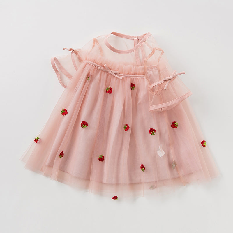 Orange Strawberry Embroidered Dream Gauze Skirt