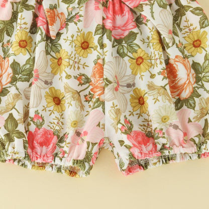 Children's Hanging Romper Floral Shorts Set