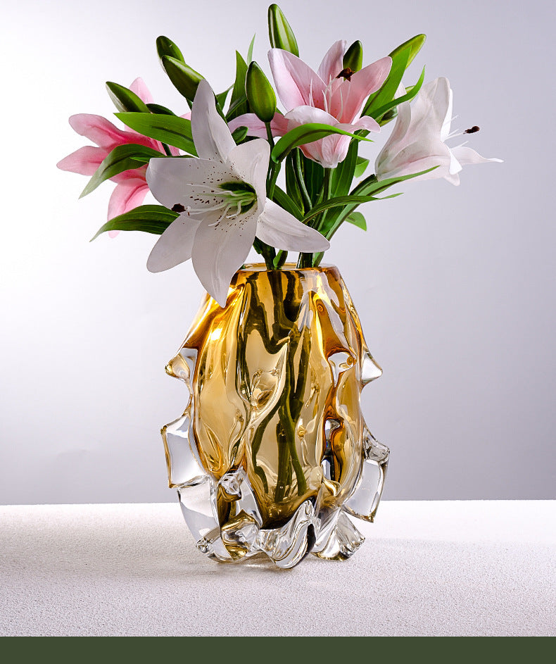Creative Crystal Glass Vase Flower Arrangement Art Ornaments