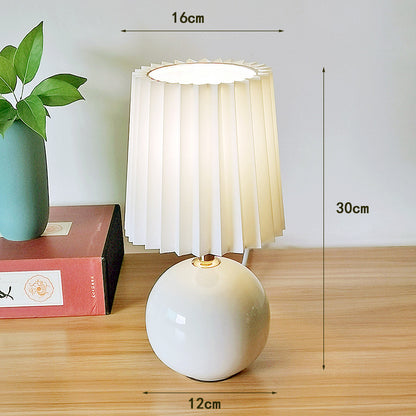 Ceramic White Pleated Milkshake Small Table Lamp
