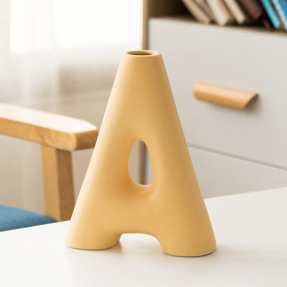 Frosted Letters AB Ceramic Vase Decoration European Retro Large-caliber Matte